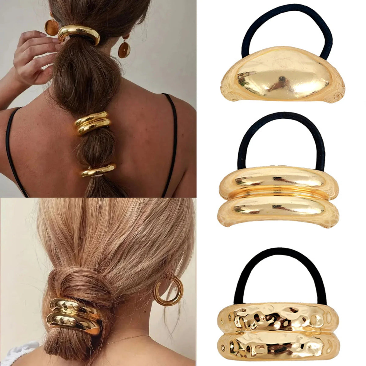 Metal Double-Layer Elastic Hair Bands & Scrunchies for Women