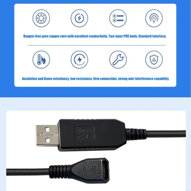 USB-A to 12V Power Converter Cable – Selectable Polarity Kit