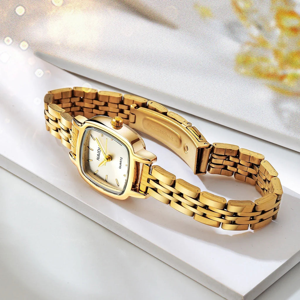 Naidu Gold Stainless Steel Quartz Watch – Business Style