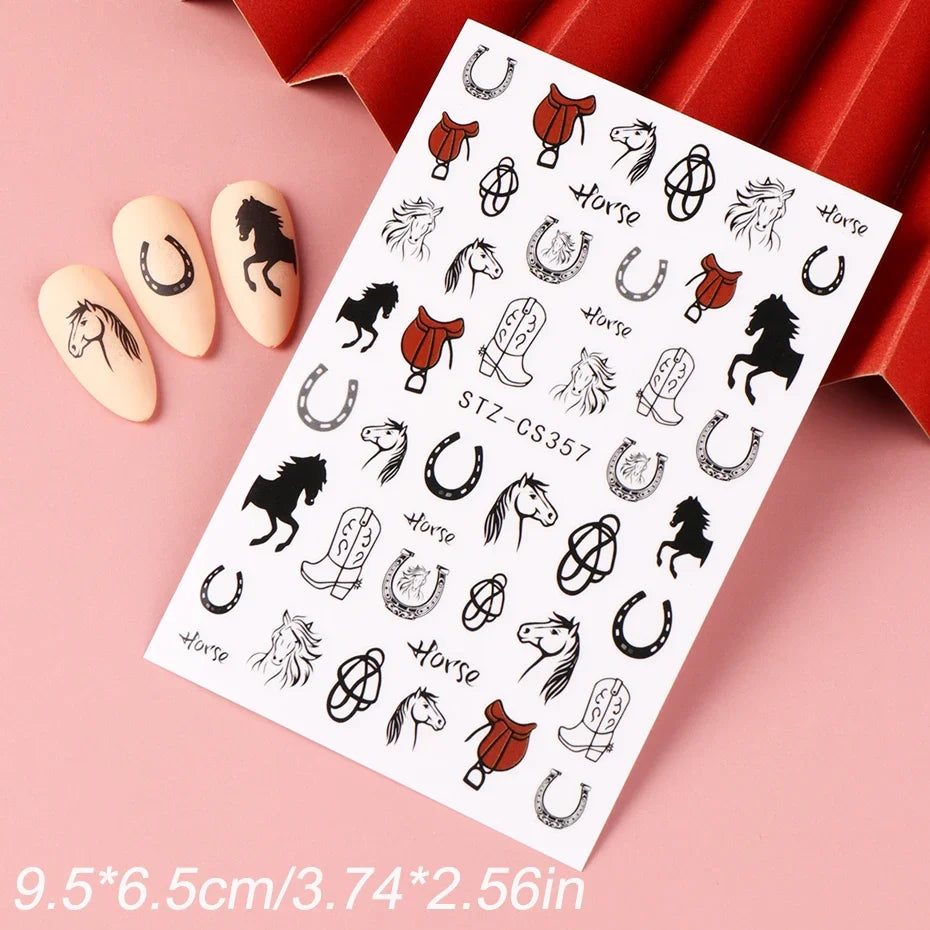 Horse Year Nail Art Stickers – Equestrian DIY Decals 2pc
