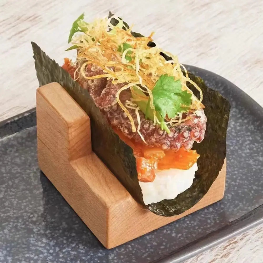 Wooden U-Shape Sushi Rack – Elegant Taco & Food Stand