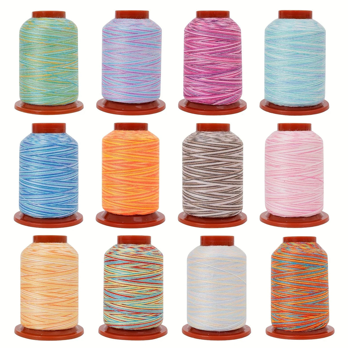 Multicolor Sewing Thread 500 Yards – 12 Colors Gradient Set
