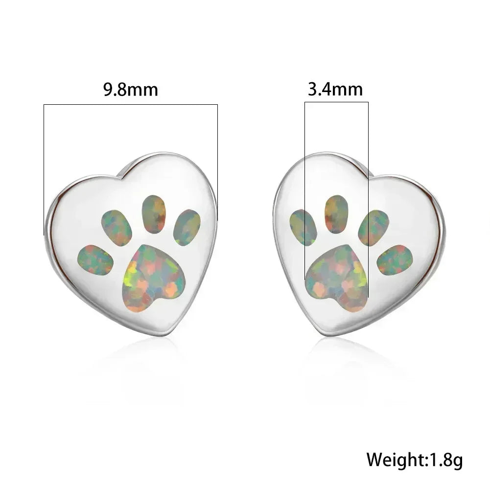 White Simulated Opal Heart Drop Earrings | Zinc Alloy Fashion