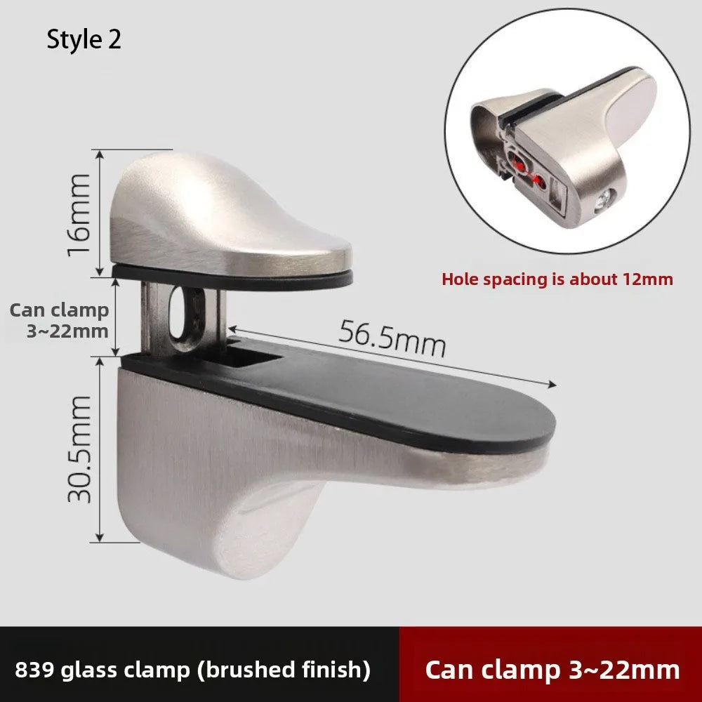Zinc Alloy Adjustable Glass Shelf Clamps 1-22mm Bracket