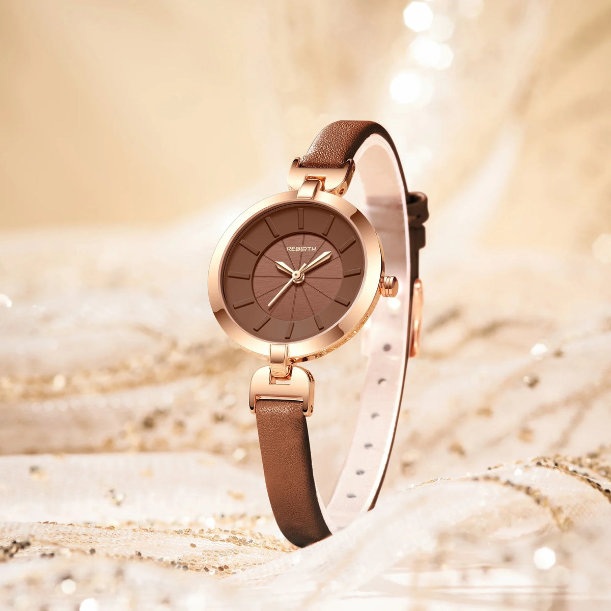 REBIRTH Women's Quartz Watch – Leather Band, Minimalist Dial