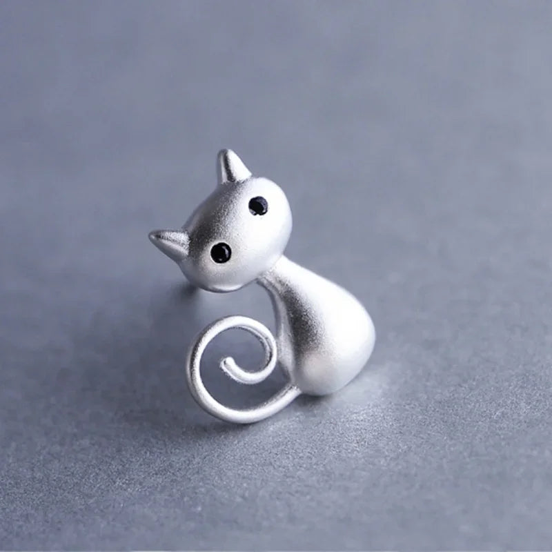 2Pcs Cute Cat Ear Stud Earrings – Silver-Plated Fashion Jewelry
