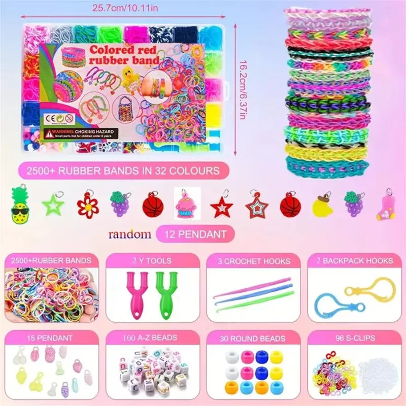 2900+ Pcs 32-Colour Rubber Band Bracelet Loom Kit – DIY Craft Set