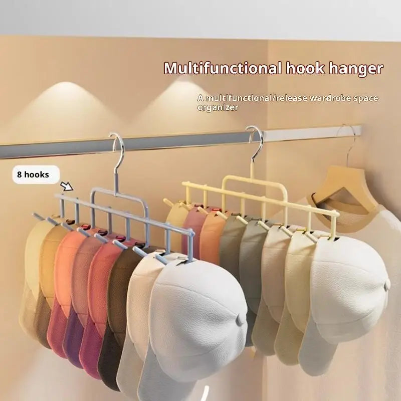 Wall-Mounted Hat Rack 8 Hooks – Metal Cap Organizer for Closet