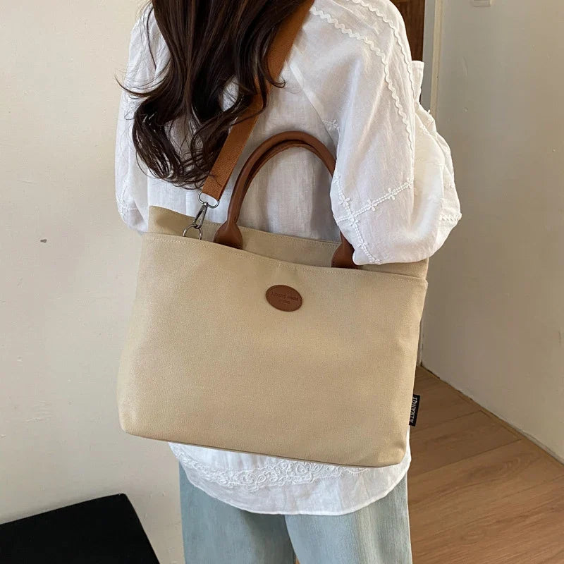 Oversized Canvas Tote Bag – Foldable Women's College Bookbag