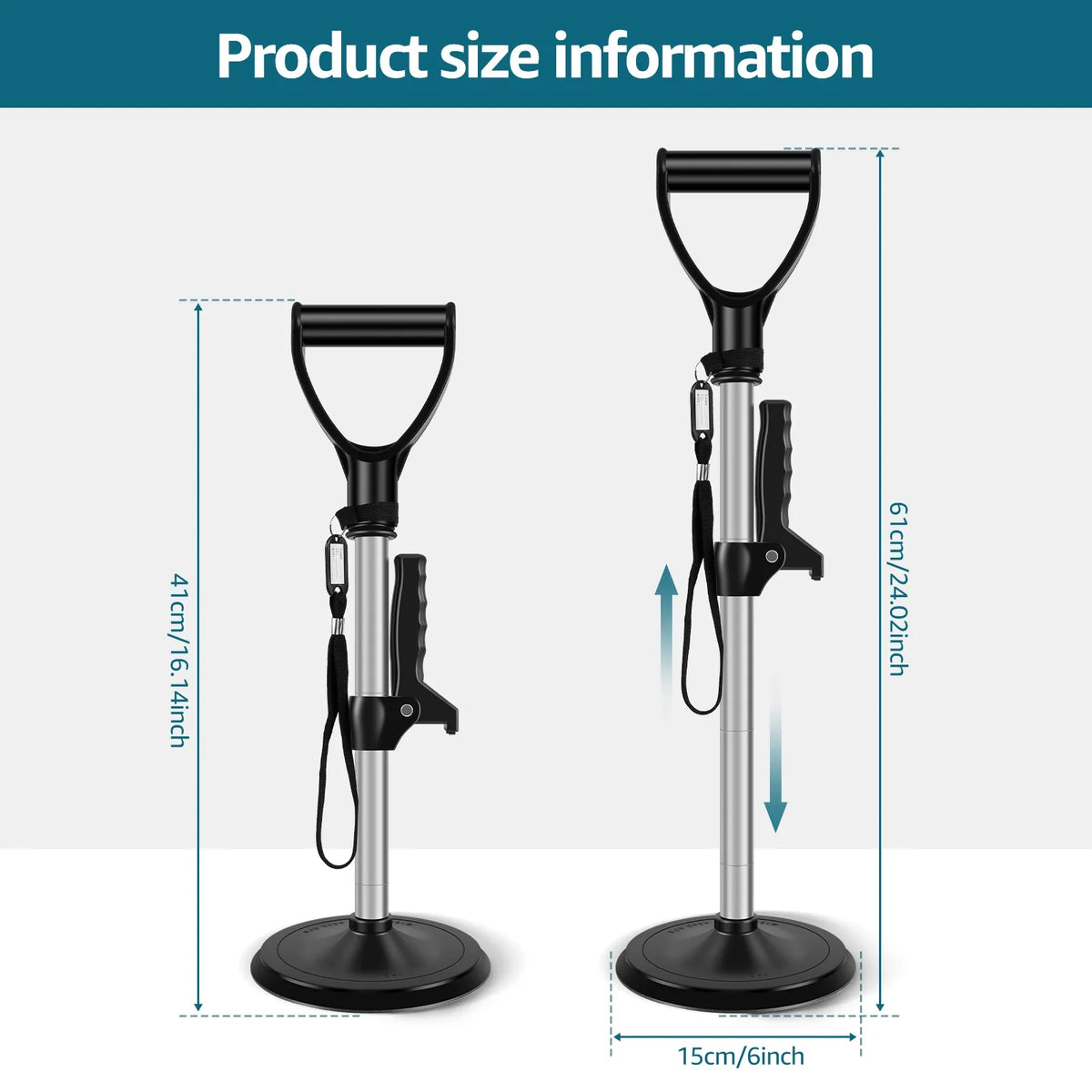 Height Adjustable Stand Assist Aid – 6" Non-Slip Base