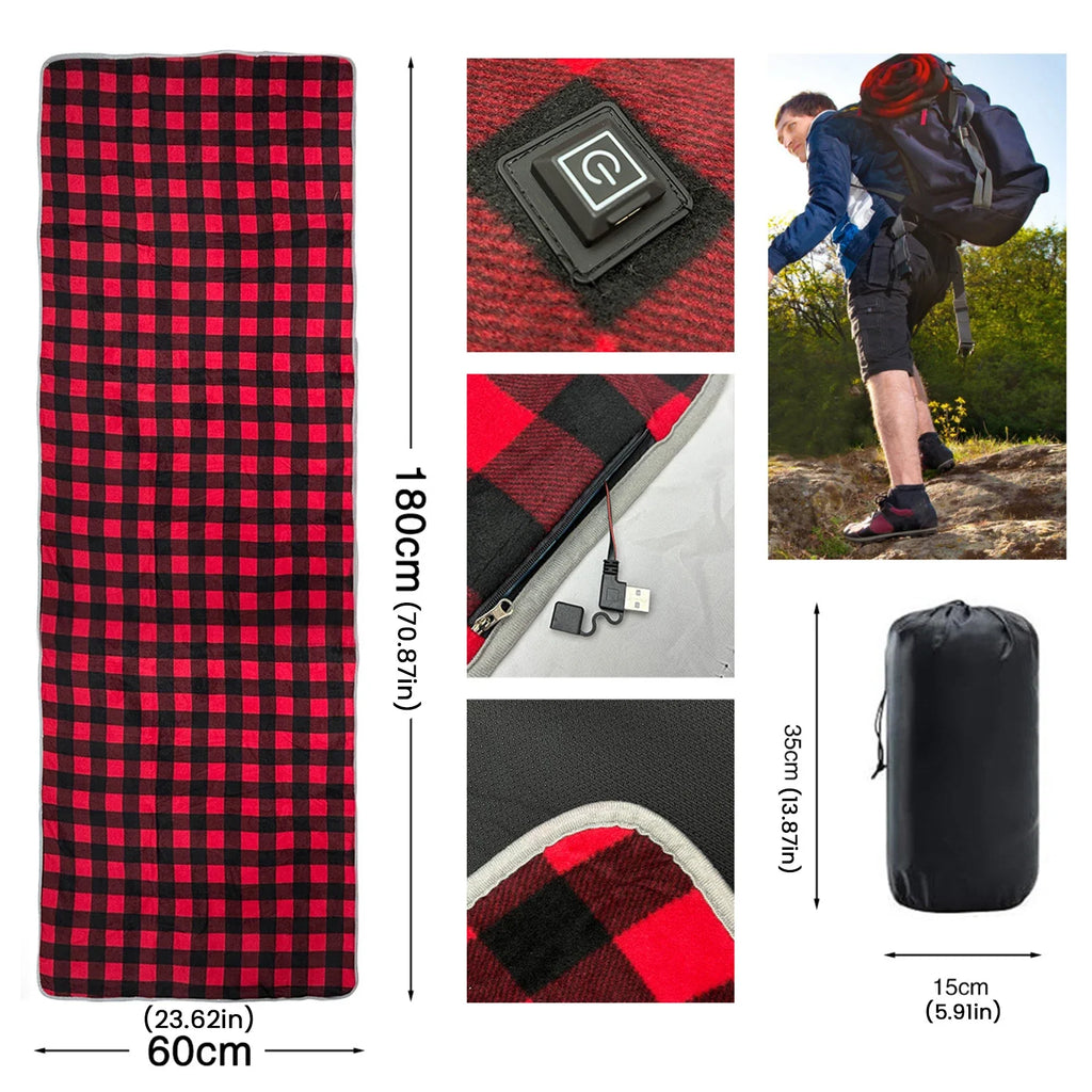 USB Heated Camping Sleeping Mat | 5-Zone Warmth, Waterproof