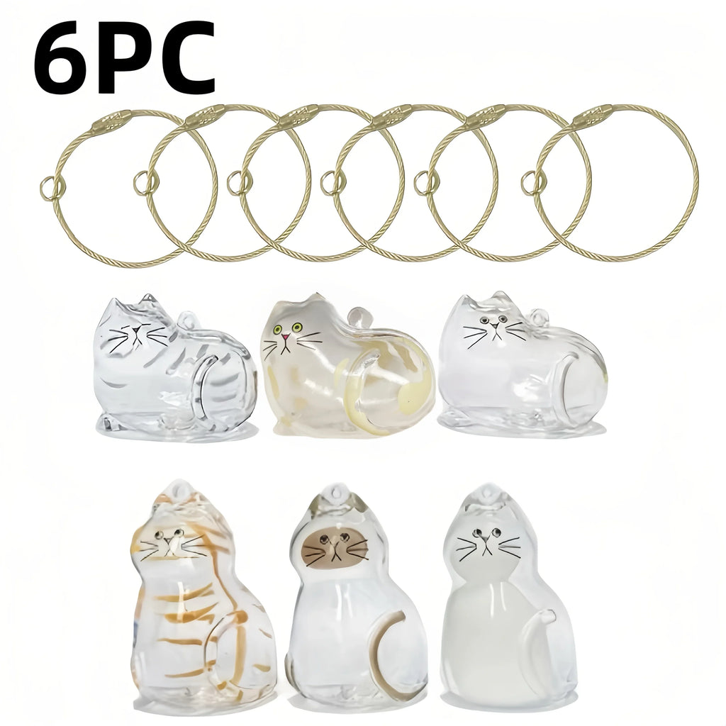 3/6PCS Pet Fur Keepsake Capsule Resin Charm Keychain Pendant