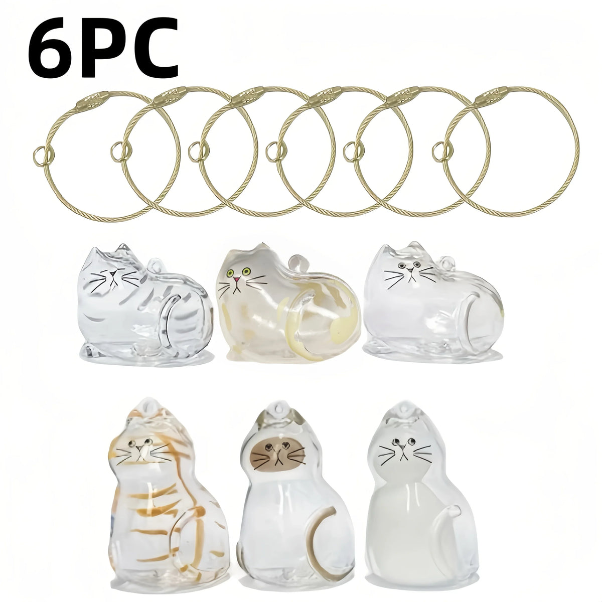 3/6PCS Pet Fur Keepsake Capsule Resin Charm Keychain Pendant