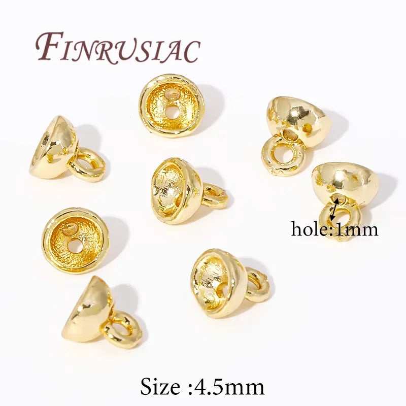 18K Gold Plated Brass Cord End Beads – 4mm DIY Jewelry Findings