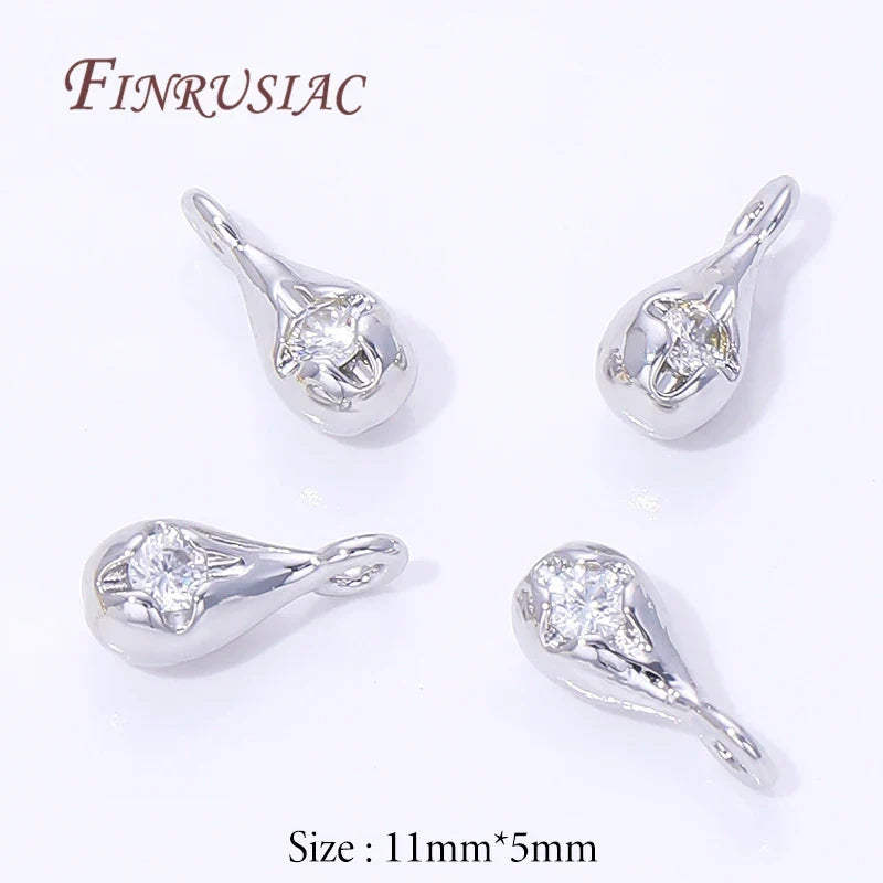 18K Gold Plated Zircon Drop Pendants – Brass DIY Jewelry Charms
