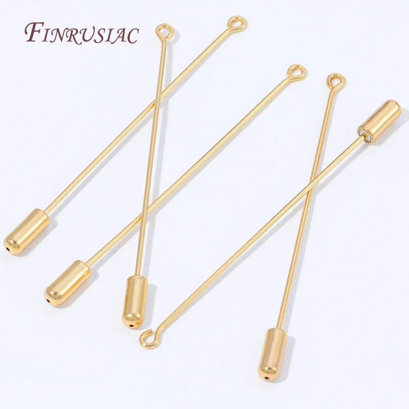 18K Gold Plated 70mm Brooch Pin Stem with Cap | DIY Jewelry