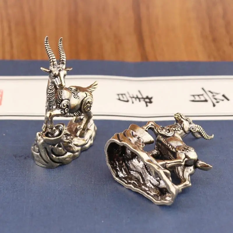 Feng Shui Zodiac Goat Statue with Lucky Coins – Desk Décor