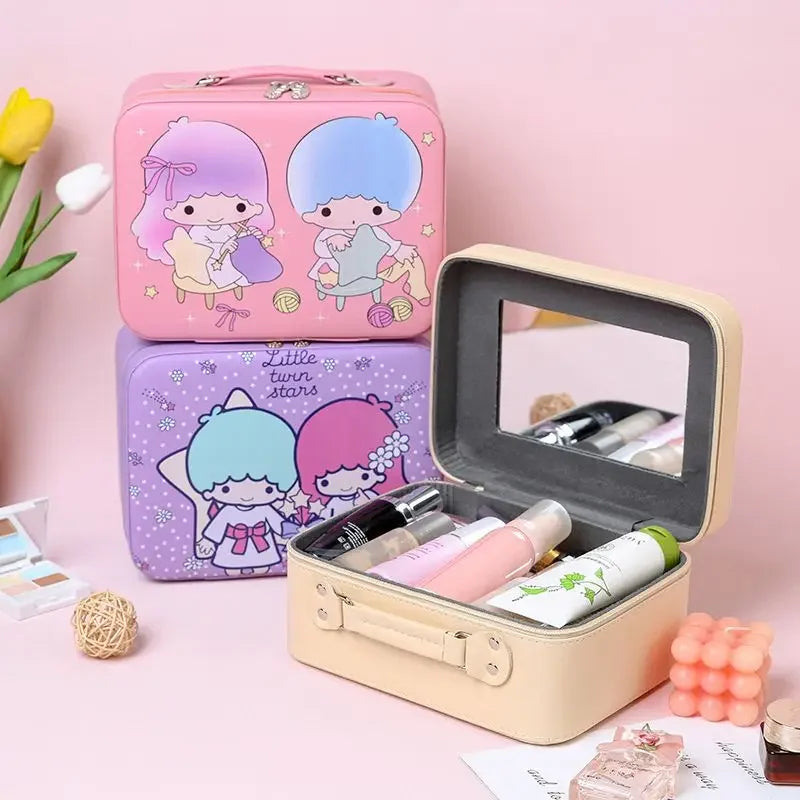 Sanrio Kawaii Makeup Bag with Mirror – Extra Large PU Leather