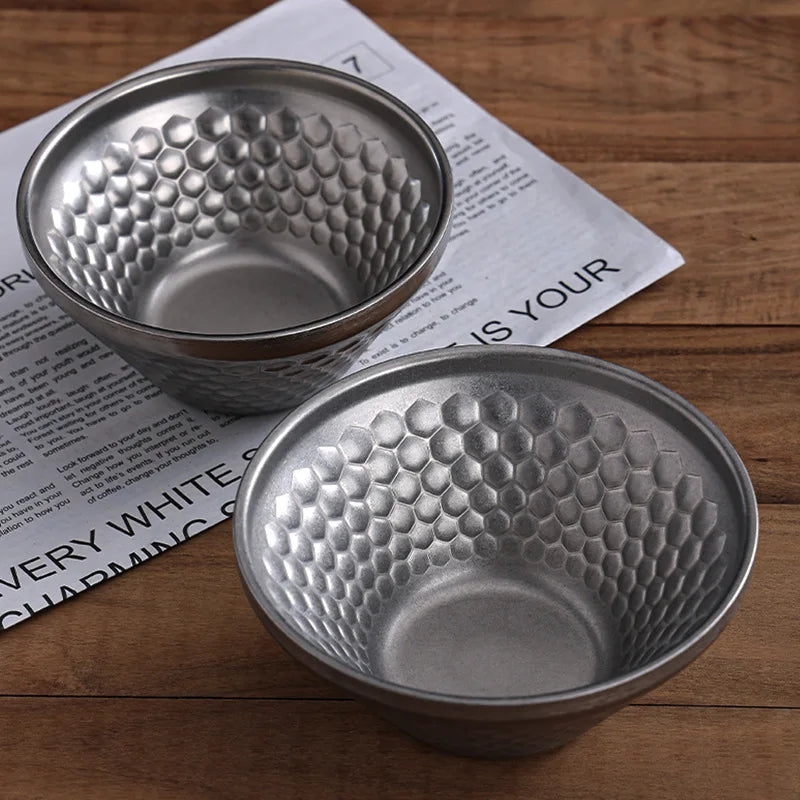 Vintage Hammered 304 Stainless Steel Diamond Bowl