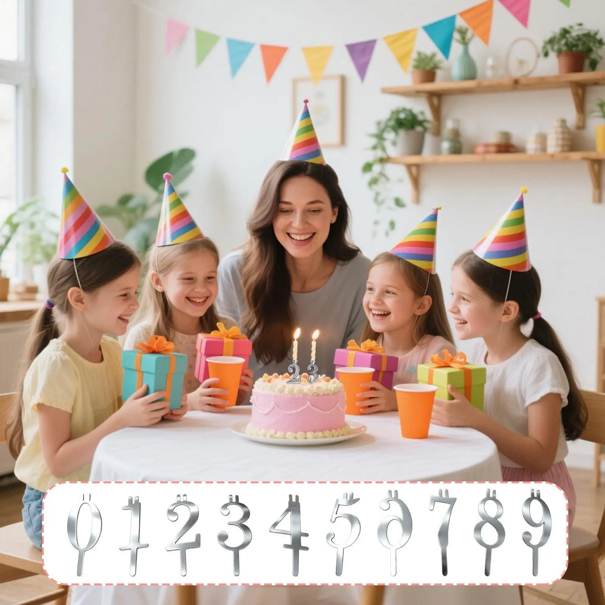Reusable Number Cake Candle Holder Set – Digits 0–9 Topper