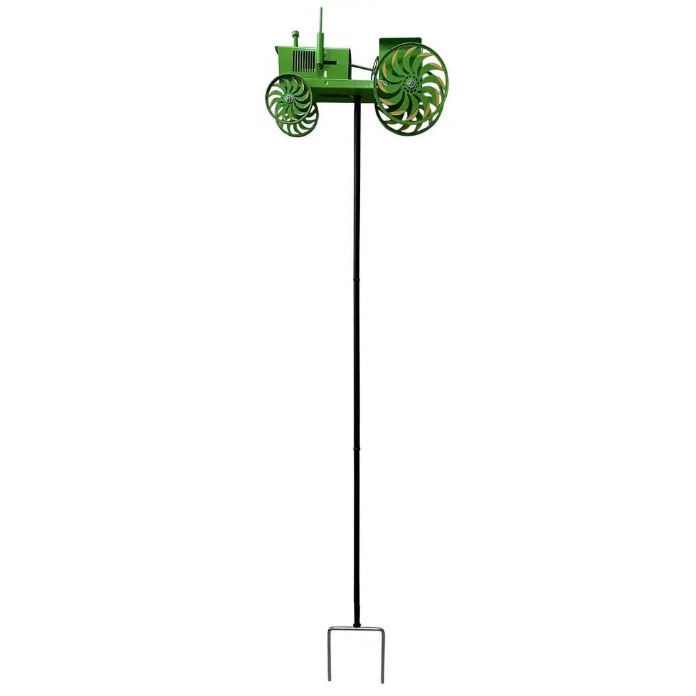 Metal Tractor Wind Spinner | Outdoor Garden Windmill Stake Decor
