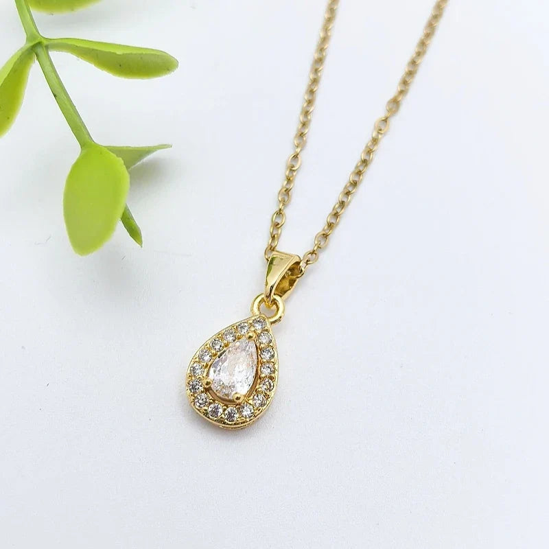 Waterdrop Pendant Necklace | Stainless Steel Clavicle Chain