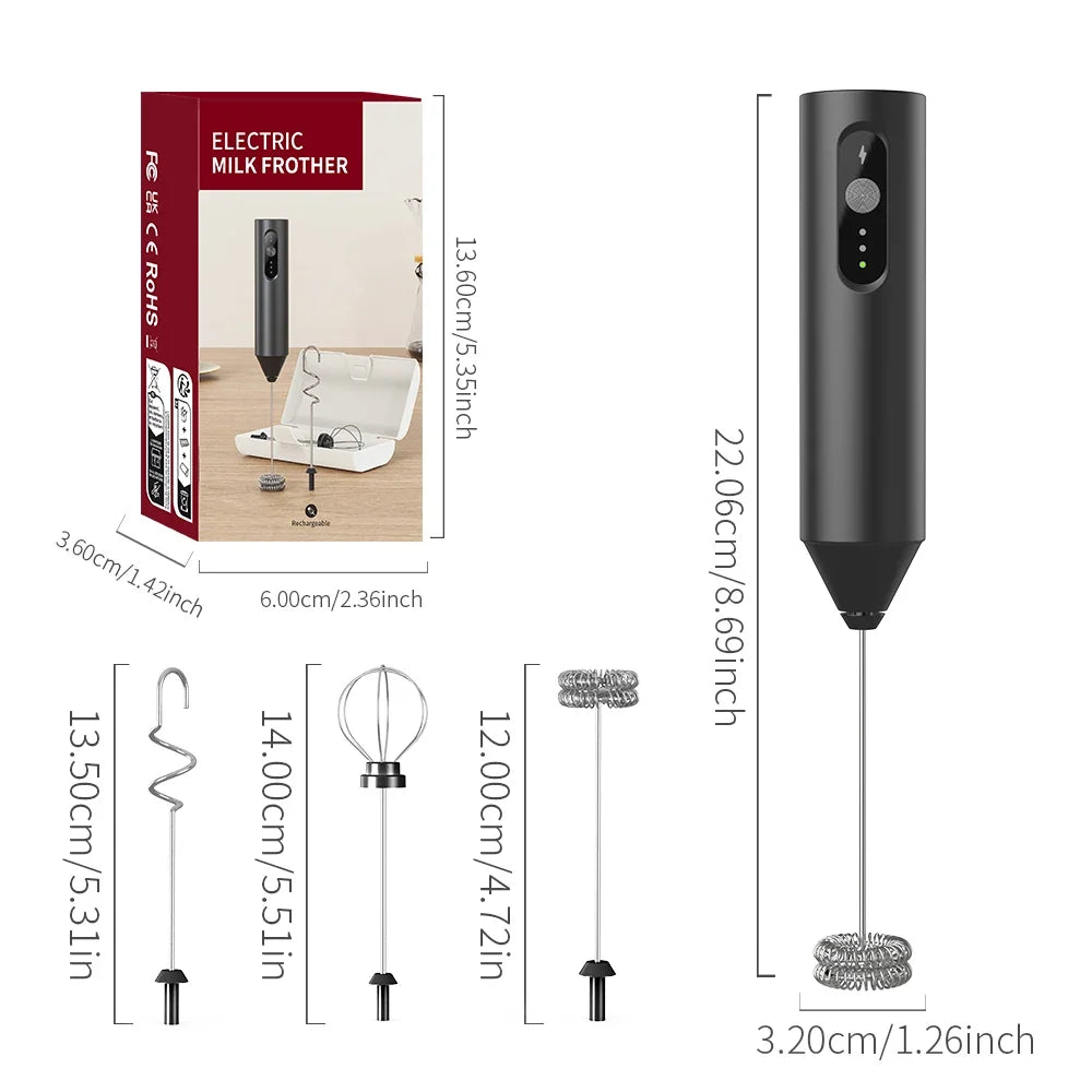 CLITON Wireless Electric Milk Frother & Portable Egg Beater