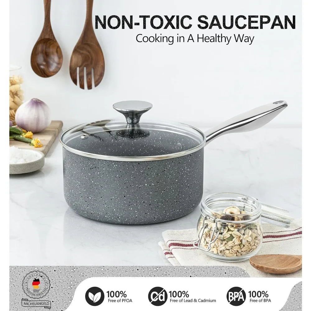 MICHELANGELO 3-Piece Granite Non-Stick Pot Set – Induction Ready