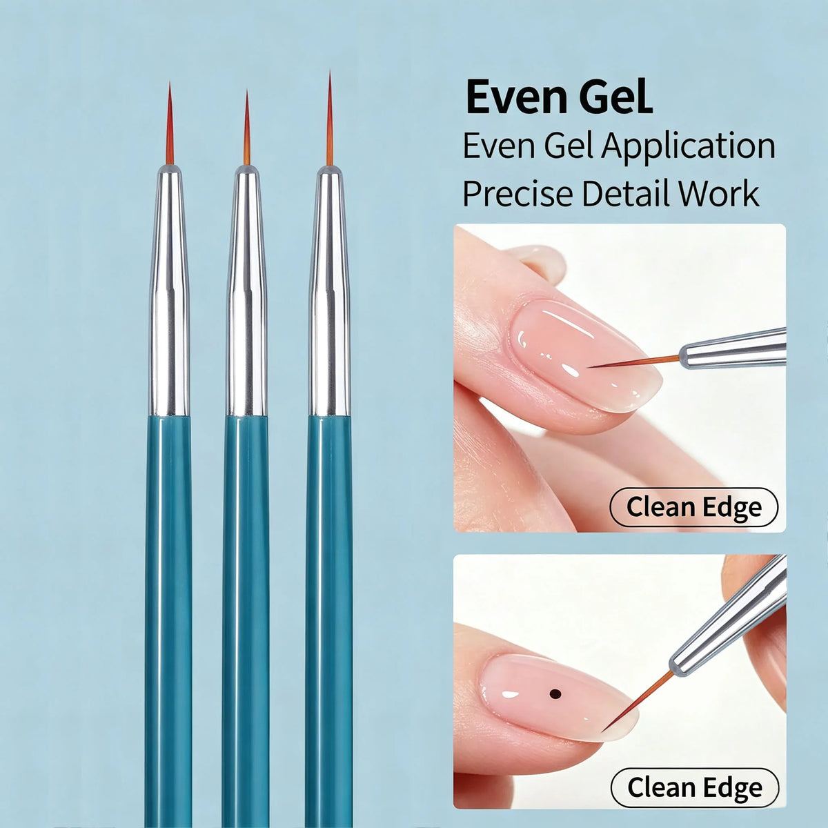5-Piece Nail Art Brush Set – Liner, Fan, Dotting & Gel Tools