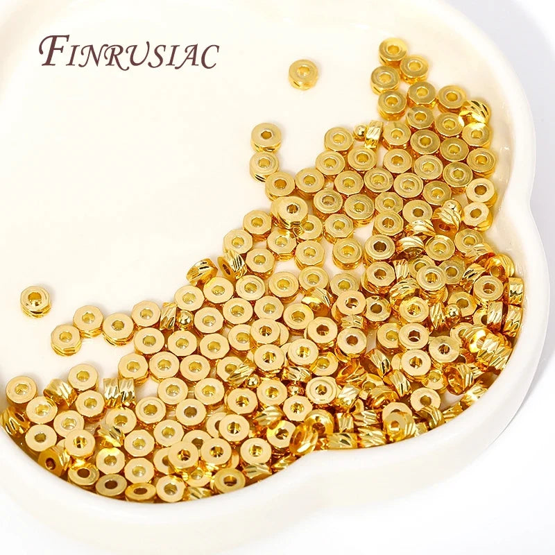 4mm 18K Gold Plated Brass Roundel Spacer Beads | DIY Jewelry