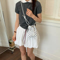 Polka Dot Crossbody Bucket Bag – Drawstring Shoulder Bag