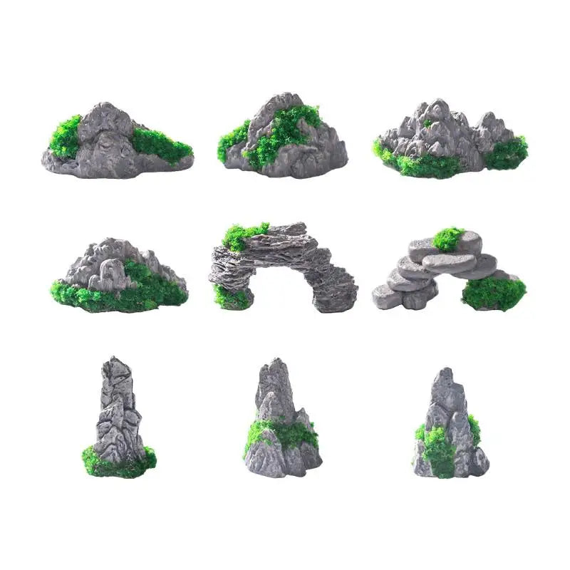 Miniature Mountain Stone Decor – Resin Bonsai Terrarium Ornament