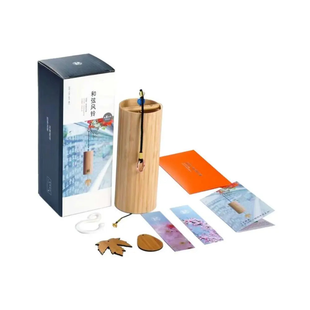 Natural Bamboo Wind Chimes – Maple Leaf Pendant Home Décor