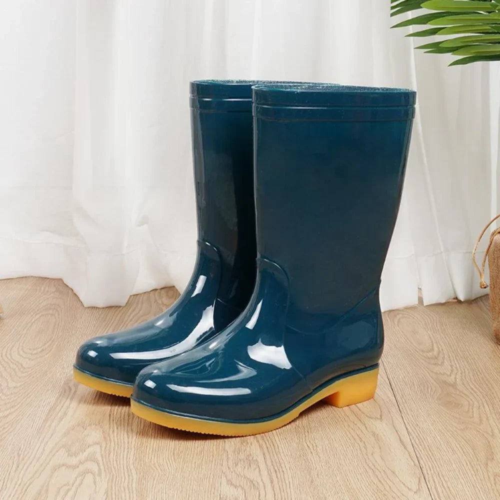 Women's Waterproof Mid-Calf Rain Boots – Non-Slip PVC Garden Boots