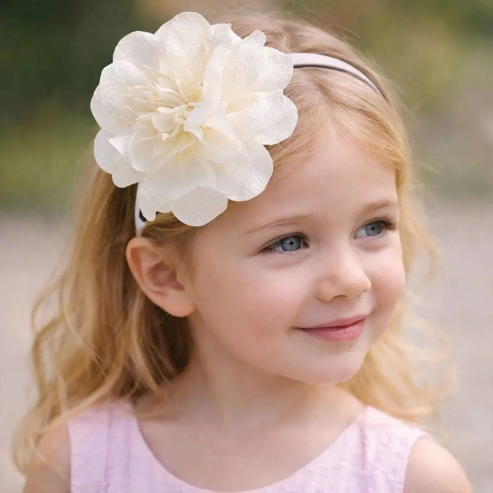Girls Big Flower Crown Headband – Princess Grosgrain Hairband