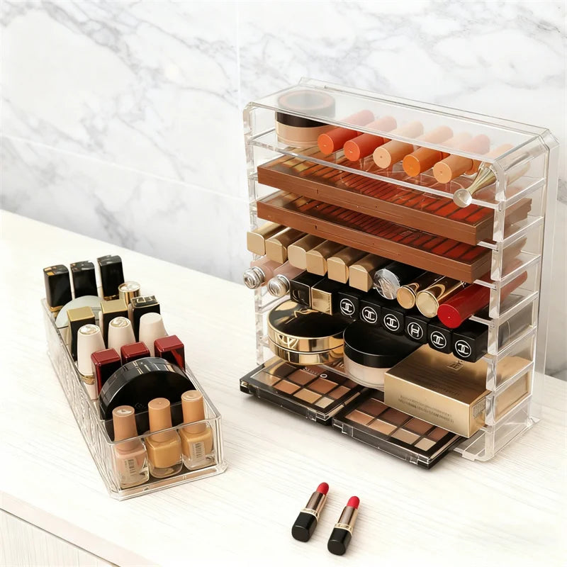 8-Grid Acrylic Makeup Organizer with Removable Dividers