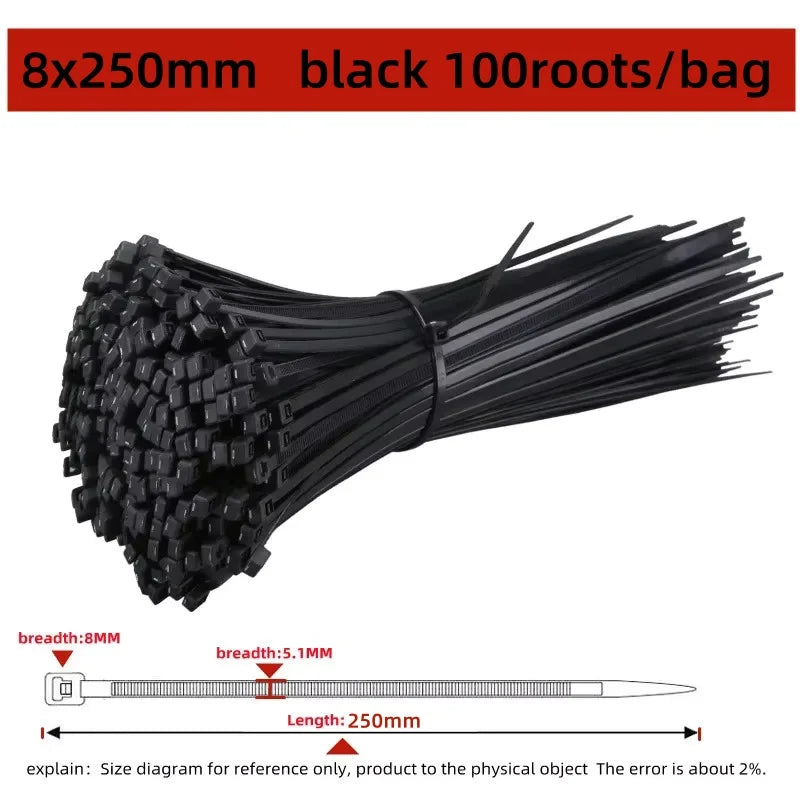 Reusable Nylon Cable Ties – Self-Locking Wire Straps 100/1000Pcs