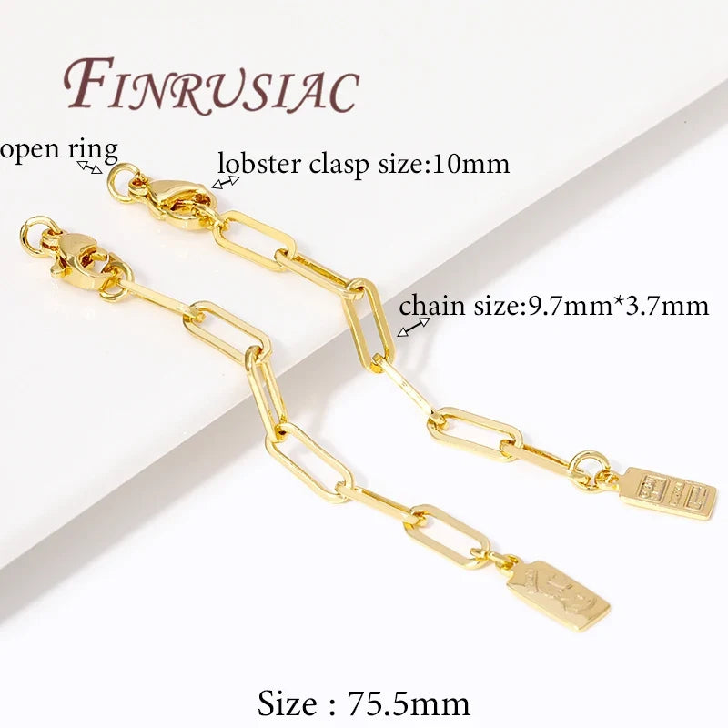 18K Gold Plated Extension Tail Chains with Lobster Clasps – 5 Pack