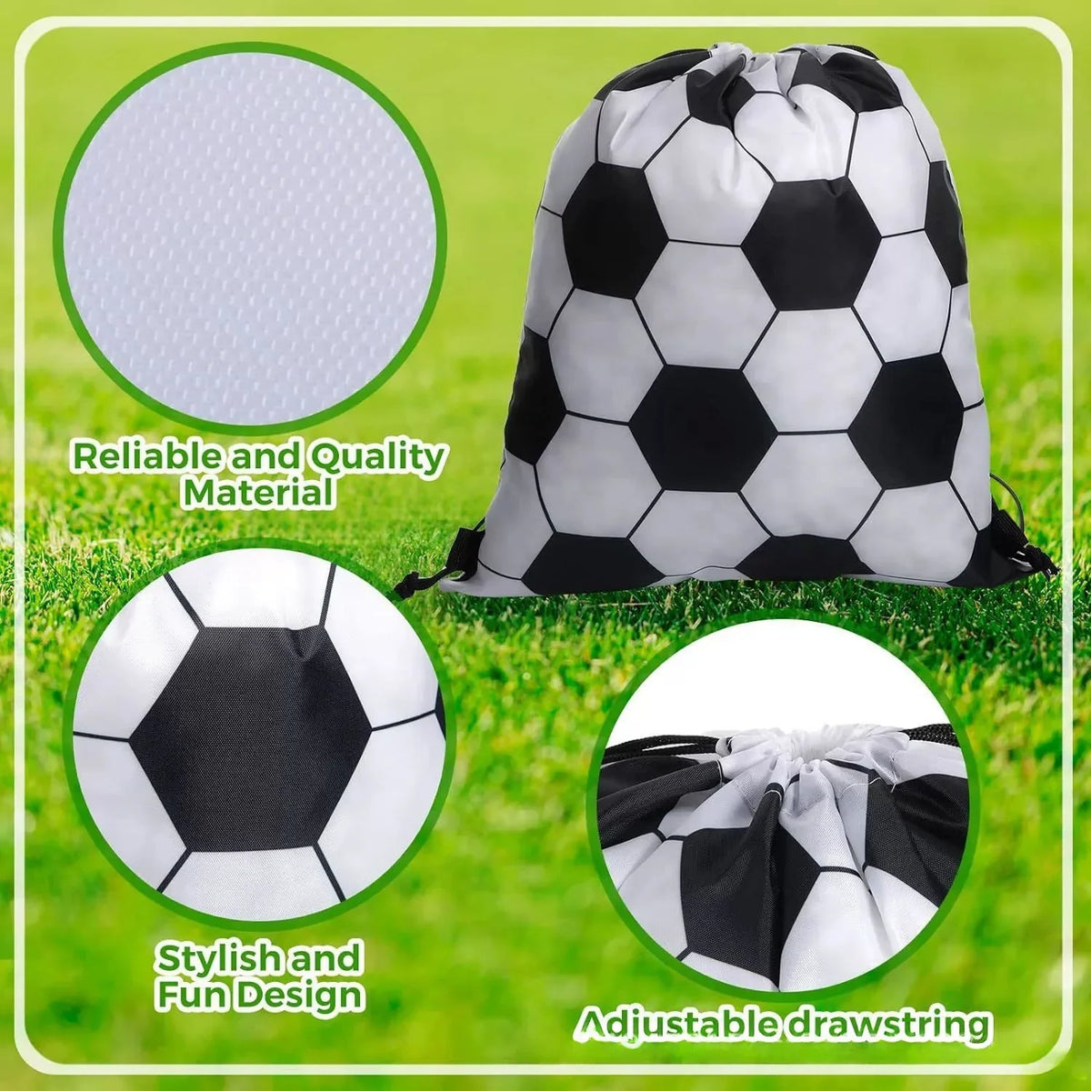10-Pack Kids Football Drawstring Party Favor Bags | Gift Bags