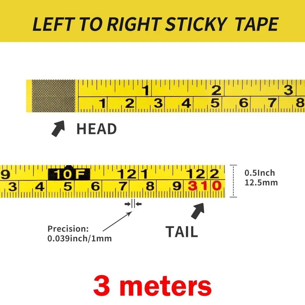 Self-Adhesive Steel Measuring Tape – Imperial & Metric, 1–5M