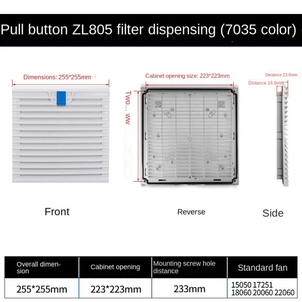 ABS Cabinet Ventilation Filter Grille with Louver Shutters