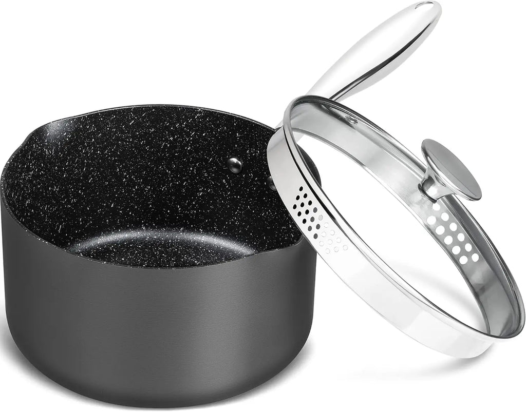 MICHELANGELO 3 Qt Nonstick Saucepan with Lid – Induction Ready