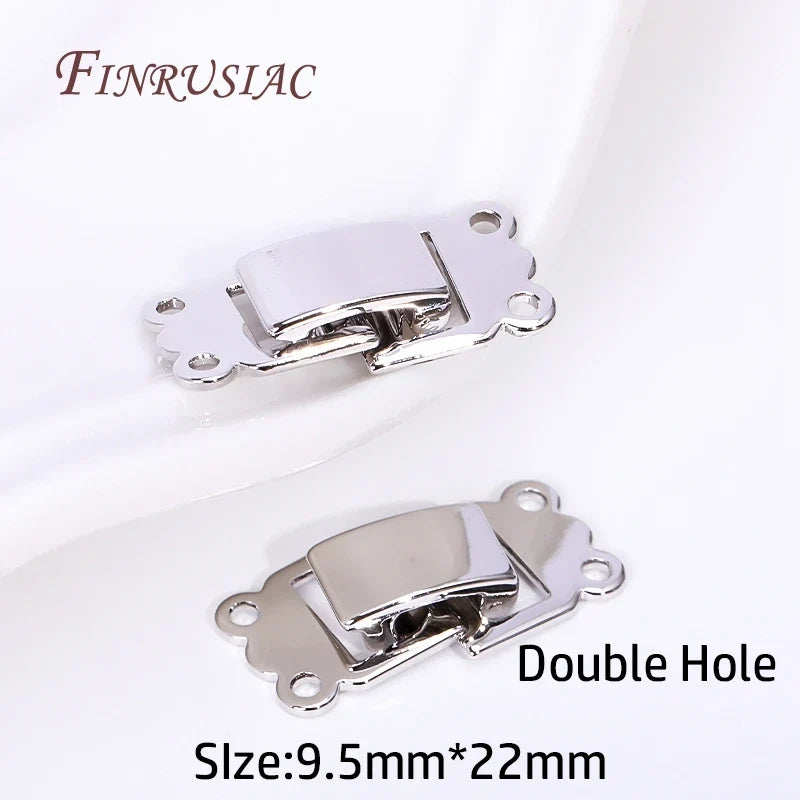 Rhodium Plated 2/3 Row Lock Clasp – DIY Bracelet Necklace Findings