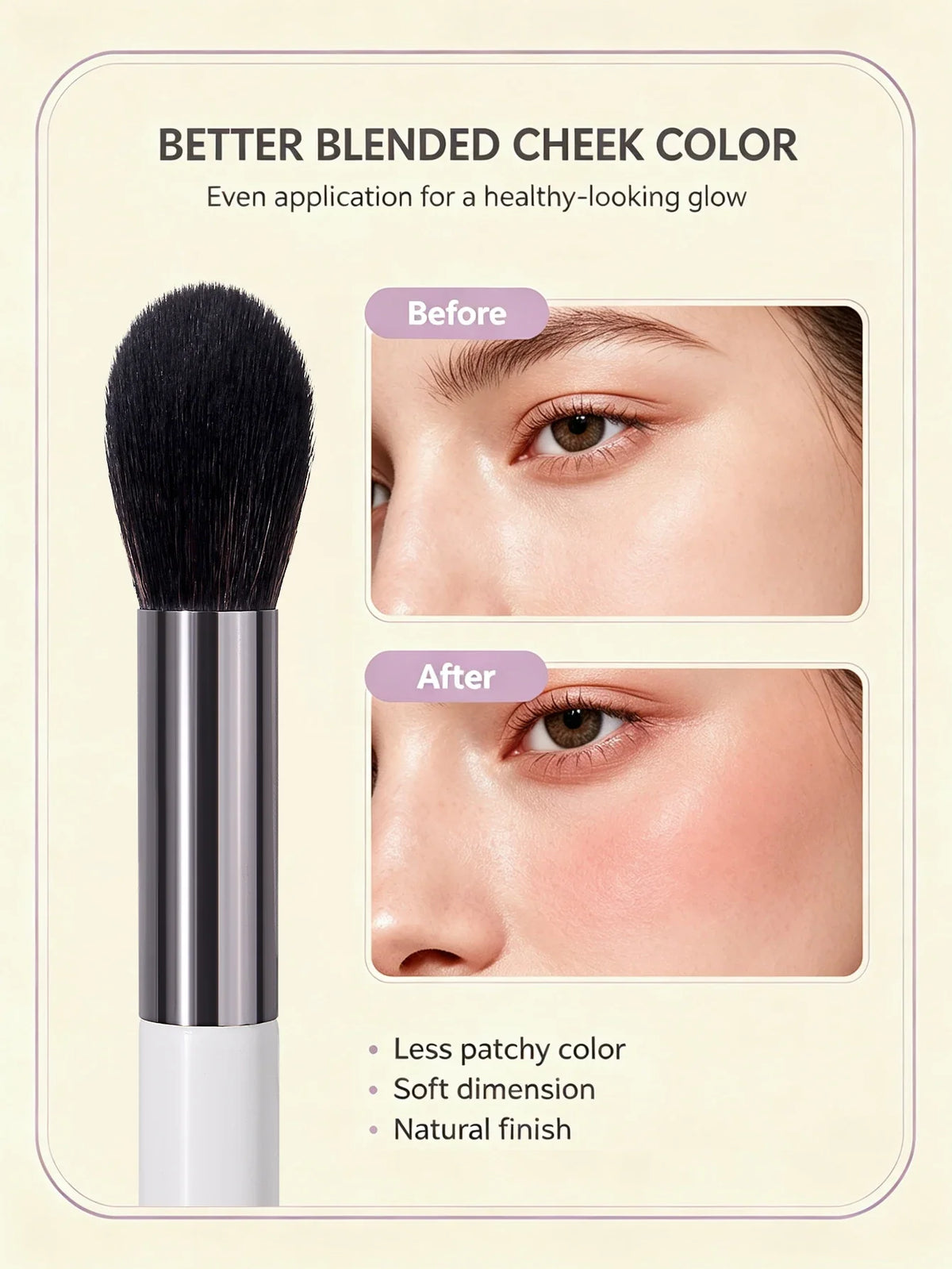 Nixie Soft Blush Brush – Multi-Use Face Brush, Synthetic Bristles