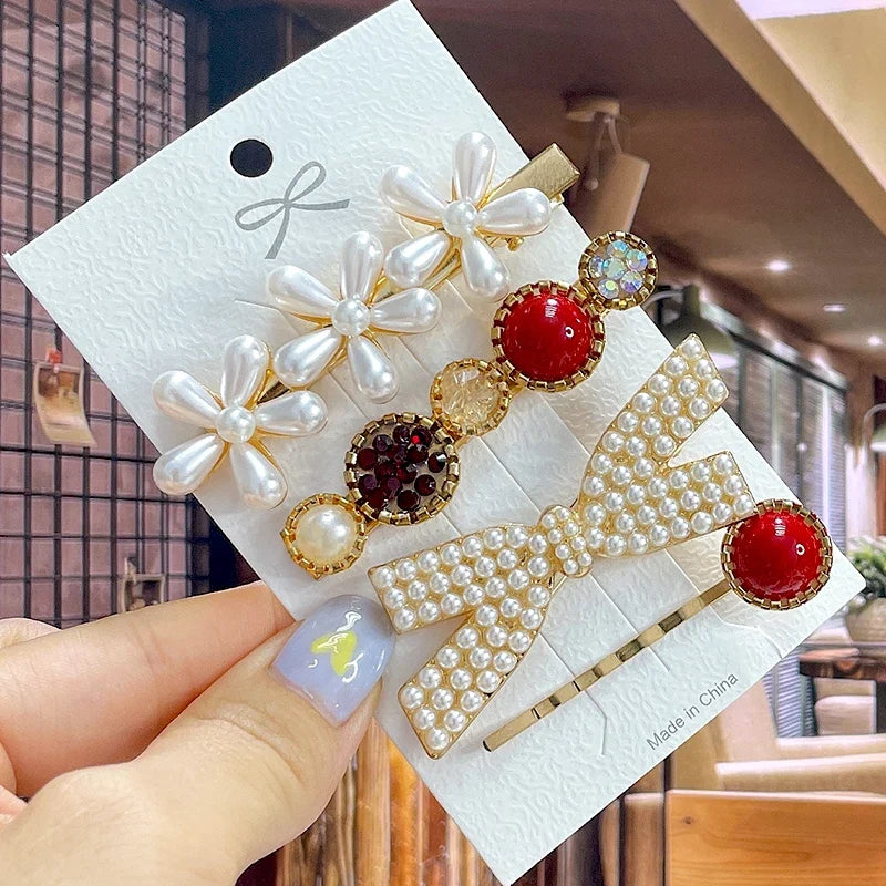 Pearl Rhinestone Hair Clip for Women – Flower Barrette