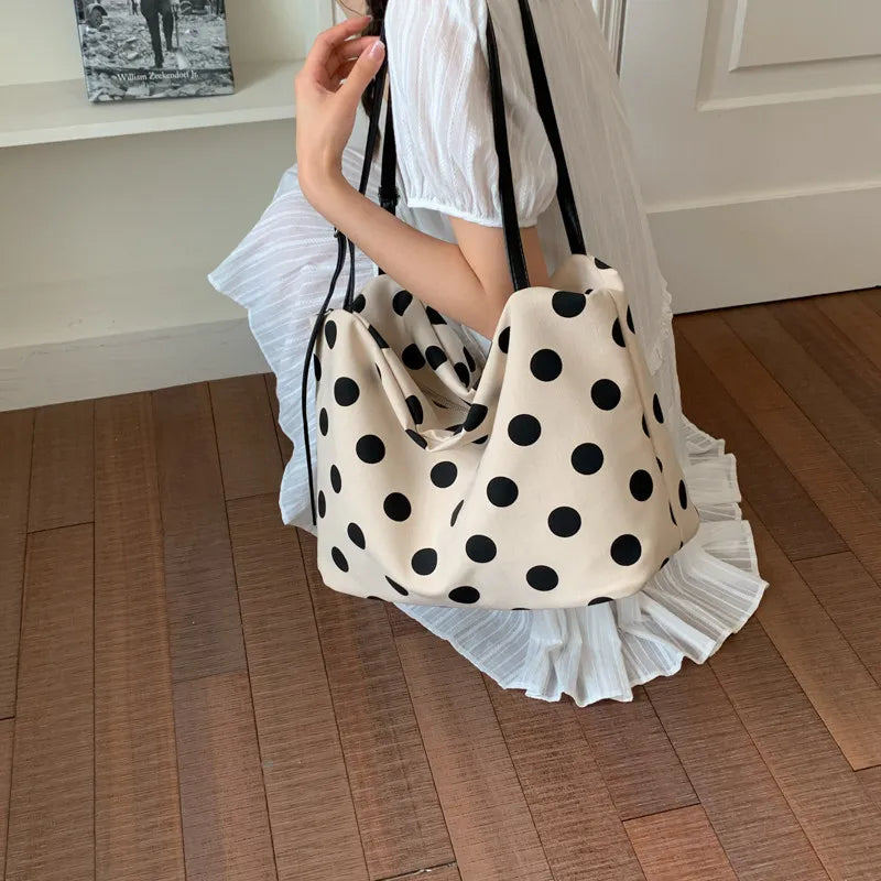 Vintage Polka Dot Cotton-Linen Shoulder Bag – Nixie