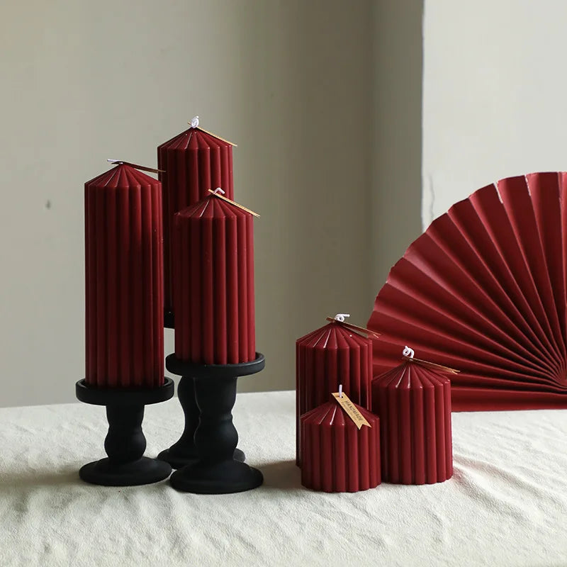 Vintage Wine Red Cylindrical Scented Pillar Candle | Nixie