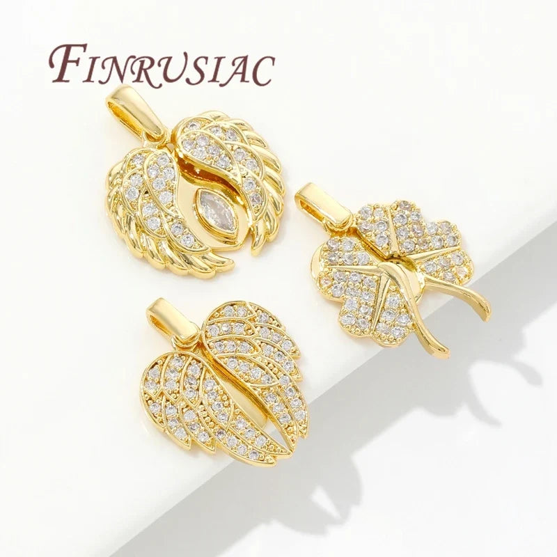 18K Gold Plated Zircon Heart Charm Pendants | DIY Jewelry Making