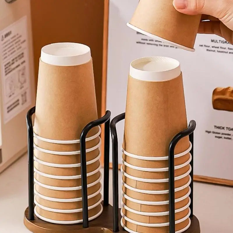 Disposable Cup Holder Dual-Slot Stackable Organizer Rack