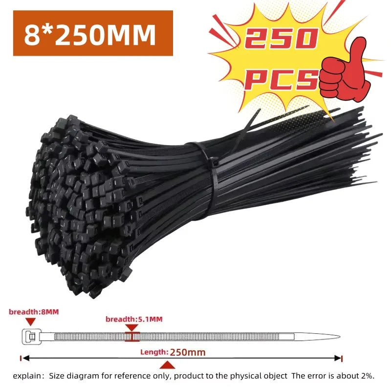 Nylon Cable Zip Ties Self-Locking – 100 or 1000 Pack